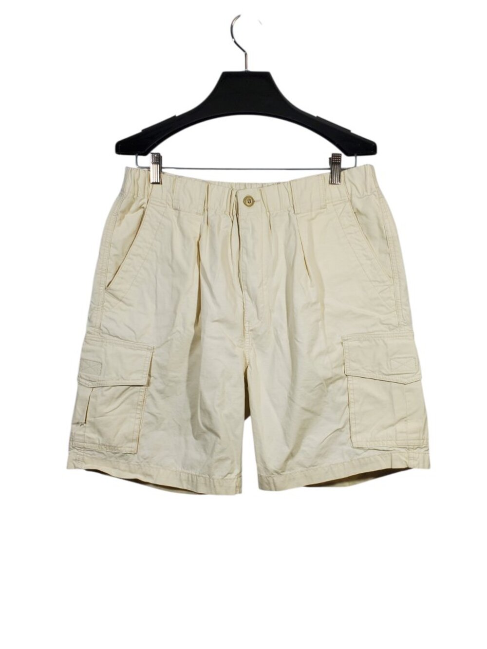 Tommy Bahama Relax Cargo Shorts Men's M Ivory Beige Cotton Twill Elastic-Waist